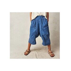 Free People Marbella Crop Harem Pants Slouchy Smocked Oversized Cotton S 283602